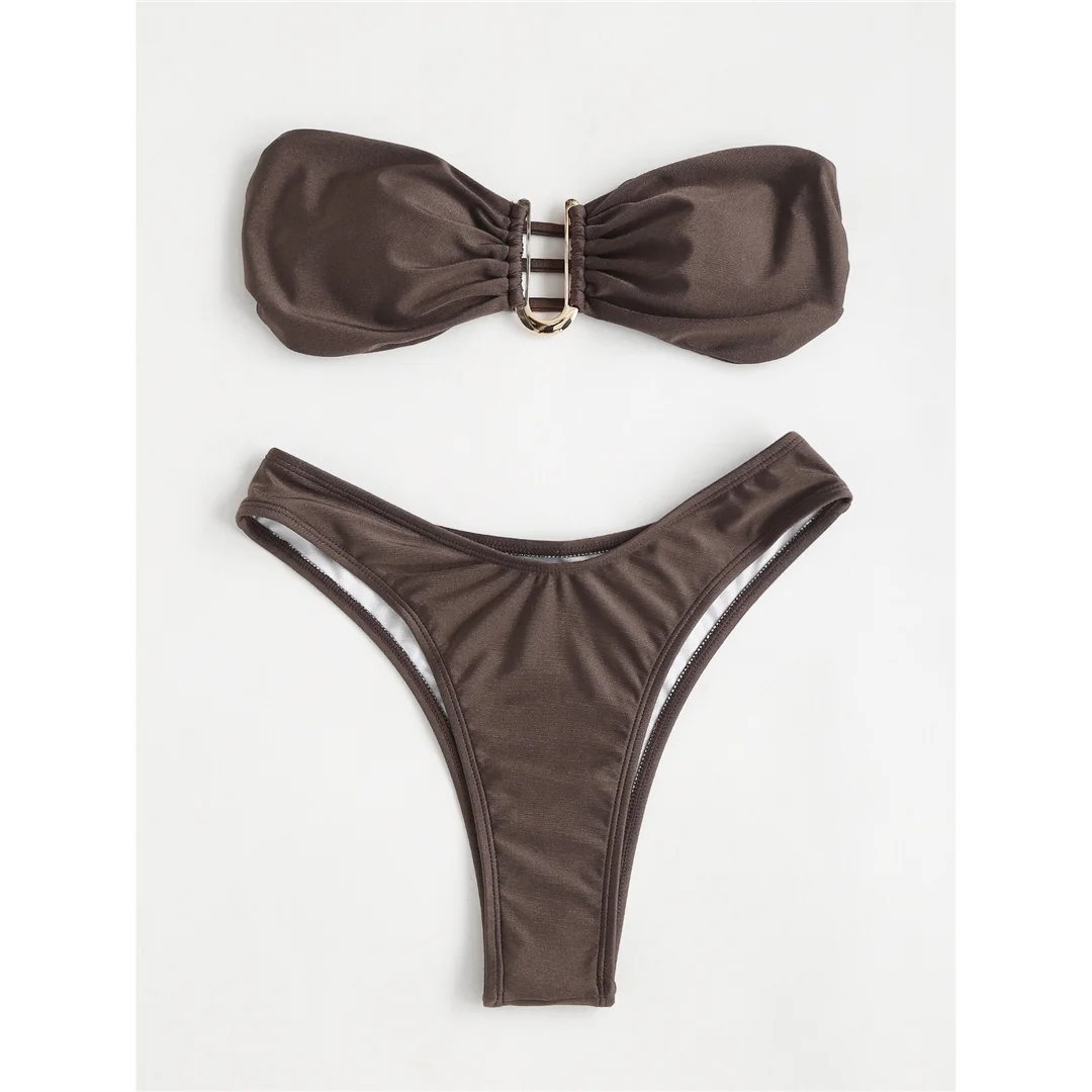 Neuer 4-Farben U-Ausschnitt Bandeau Brasilianischer Bikini Damen-Badeanzug Zweiteiliger Bikini-Set Badebekleidung Badeanzug V4965 – Detail 23