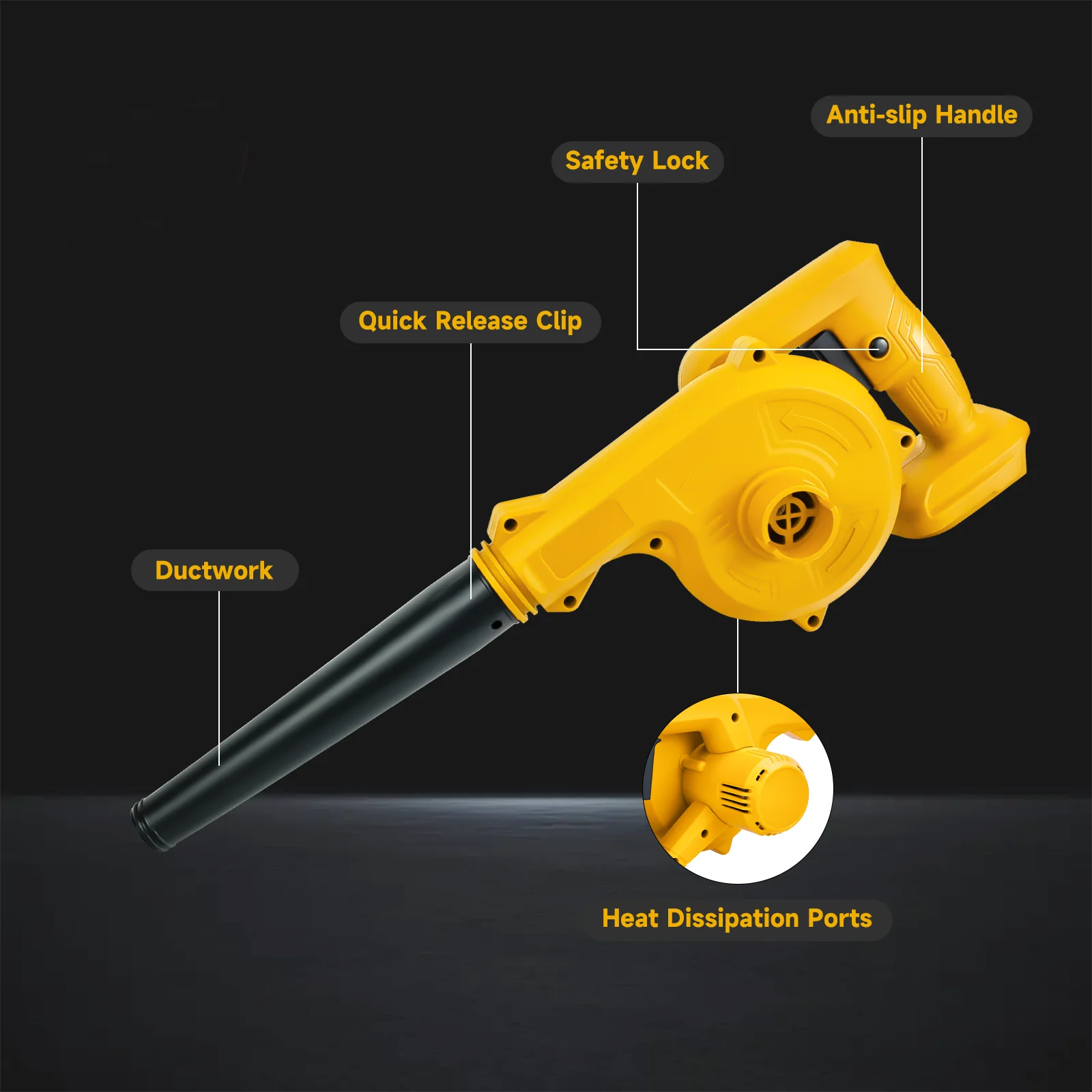 Elektrische luchtblazer Draadloze bladblazer 2-in-1 handgreepblazer en stofzuiger Elektrisch gereedschap voor Dewalt 20V batterij (geen batterij)