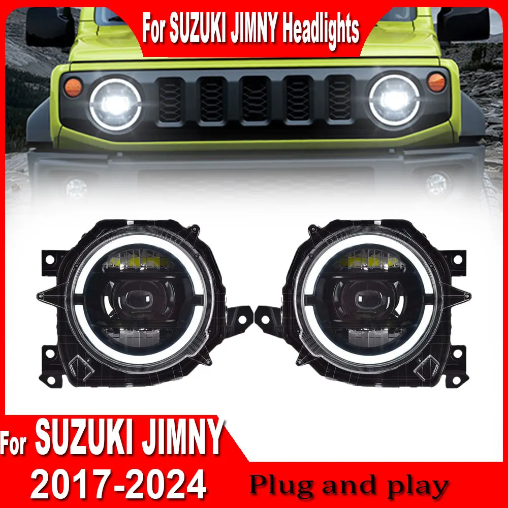 

Передняя фара для Suzuki Jimny 2018 2019 2020 2021 2022 светодиодный DRL, сигнал поворота, дальний свет, глаза ангела, 1 пара