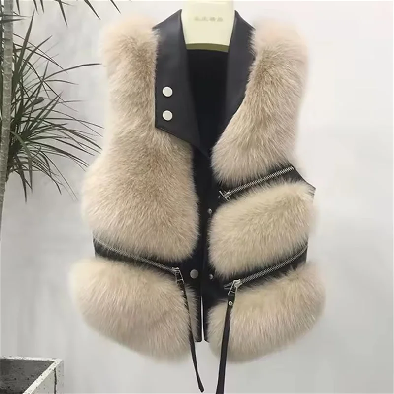 

Высокое качество имитация пальто женский жилет короткая куртка без рукавов одежда осень-зима лоскутное тонкий модный универсальный жилет