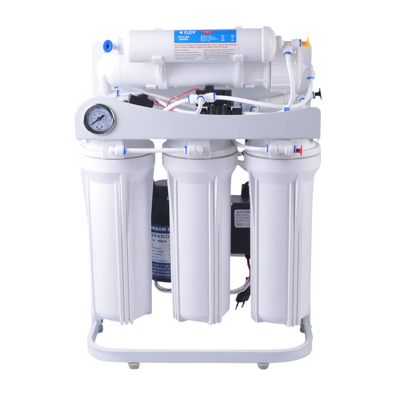 

10 Inch Double O Ring Housing 6-Stage Auto Flush Reverse Osmosis Water Purifier/Filter System Household Use Plastic Stand
