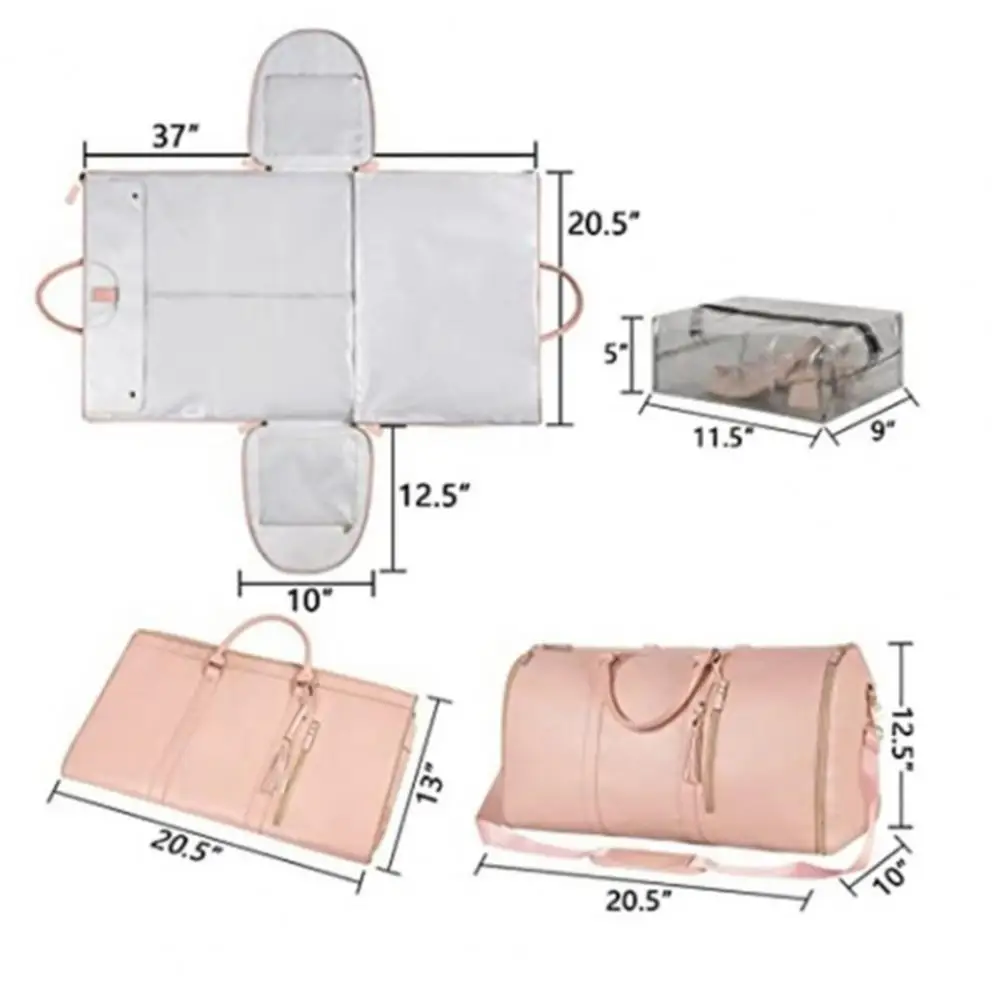 Foldable Travel Bag Capacity Waterproof Travel Bag with Internal Straps Detachable Garment Duffle Bag Shoe Pocket