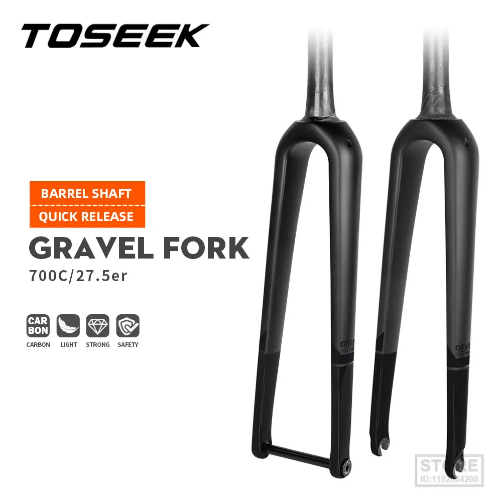 

TOSEEK Gravel Fork All Carbon Fiber Road Bicycle Front Quick Release / Thru Axle Ultralight Bike