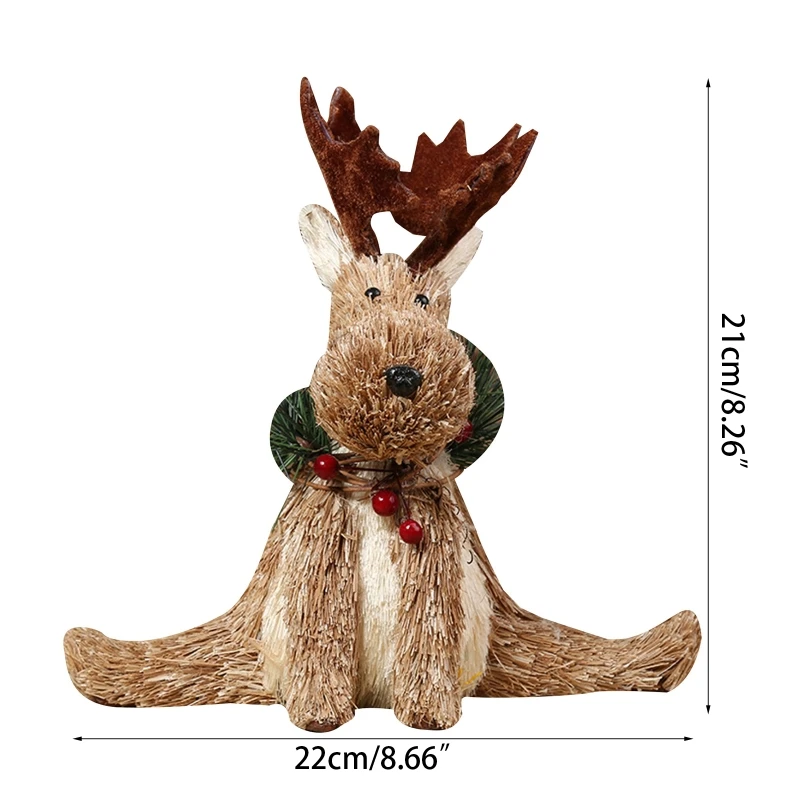 عيد الميلاد الأيائل زخرفة القش الاصطناعي الرنة تفعل الانقسامات الحيوان لدمية المنزل حديقة سطح المكتب الديكور حزب مفضل #4