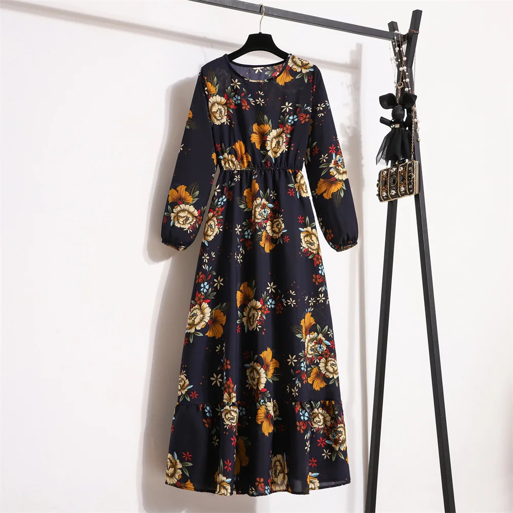 Bef123-Robe sexy à volants pour femmes, manches longues, style Boho, décontractée, soirée, vacances, élégante, maxi, printemps