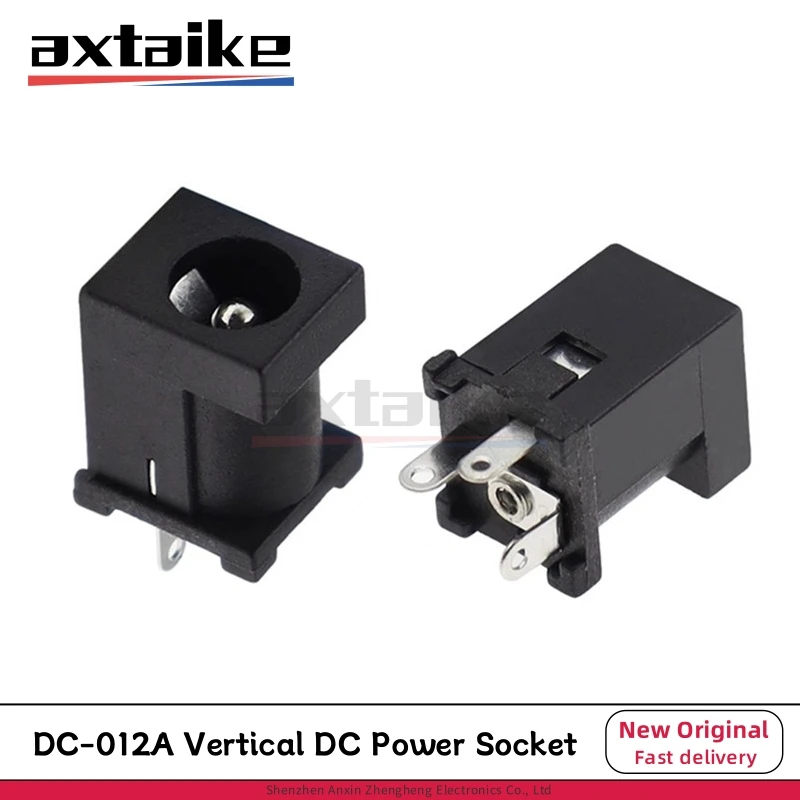

10PCS DC Power Jack Socket 5.5×2.1mm & 5.5*2.1mm Vertical Female Connector for DC-012A Plug 180 Degree PCB Mount 3Pin