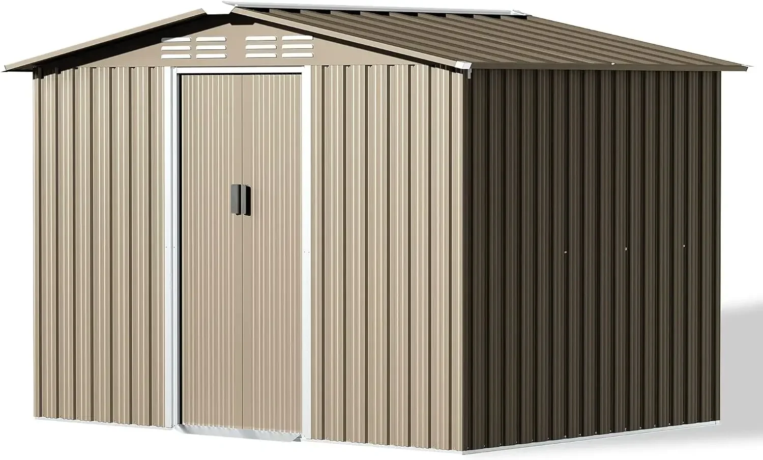 Cobertizo de almacenamiento de Metal para exteriores, 8 'x 6', con diseño de puertas deslizantes bloqueables y ventilación de aire, pequeña casa, utilidad y almacenamiento de herramientas