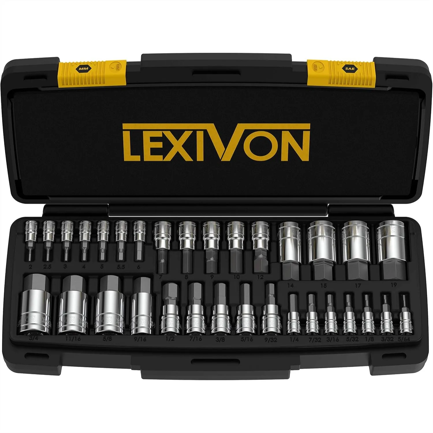 

32-Piece HEX Bit Socket Set, SAE & Metric, S2 Alloy Steel, Premium Storage Case