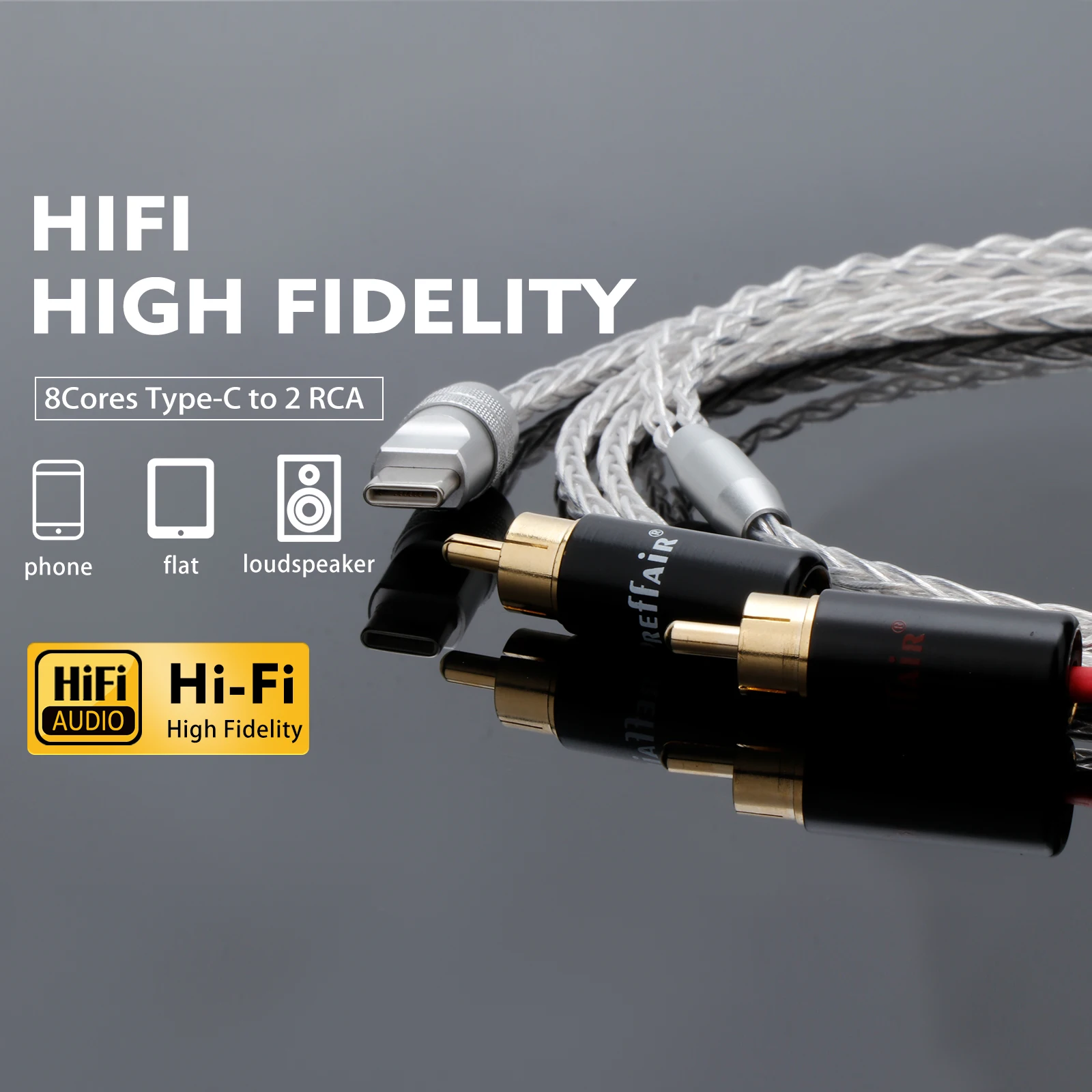 

HiFi Type-C to Dual RCA Audio Cable - OCC Silver-Plated Conductors for Android/iOS Devices, iPad, Mac & Sound Amplifier