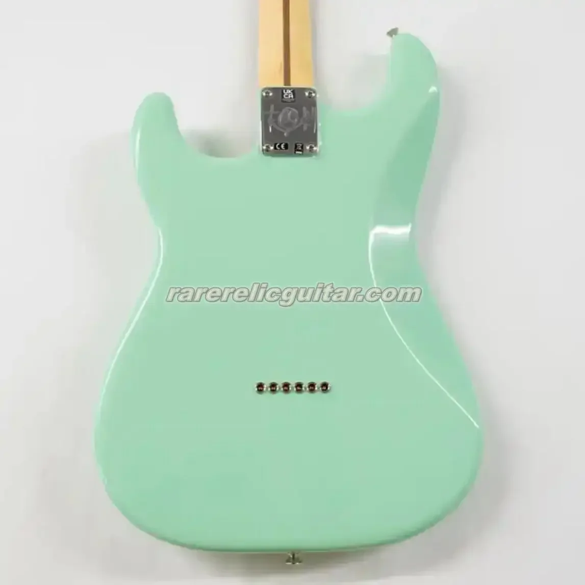 Tom Delonge Surf Green Electric Guitar White Pearl Pickguard Engraved Neck Plate Vintage Tuners Hardtail Bridge