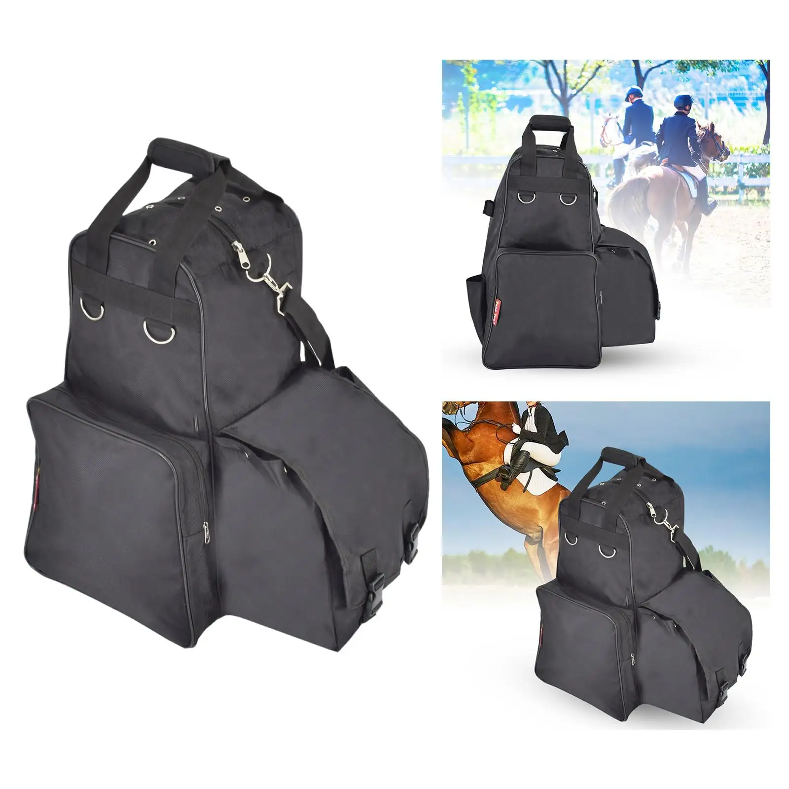 Bolsa ecuestre portátil, equipo de mochila, casco de equitación, guantes, pantalones, protectores de piernas, látigo, bolsa de almacenamiento de