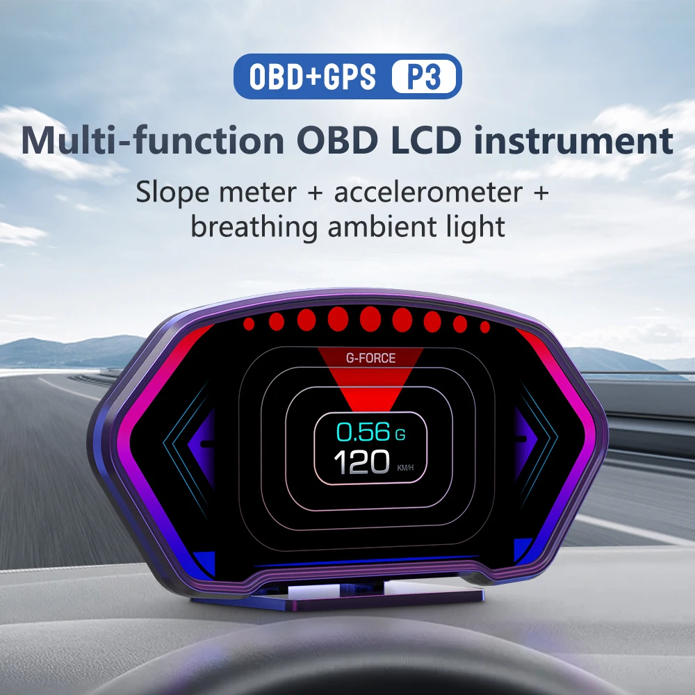 2026 NEW LCD Screen Large 6 Inches Multi-function Speedometer Auto Gauge Hud P3 Gps Head up Display Car OBD2 Scanner