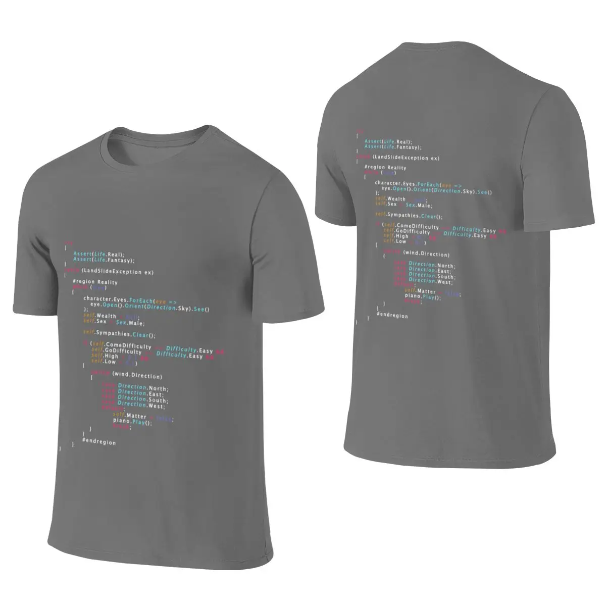 Is This The Real Life Coding Programming Color Simple Reversible T-shirt High-End Minimalism Fade-Resistant Short Sleeve