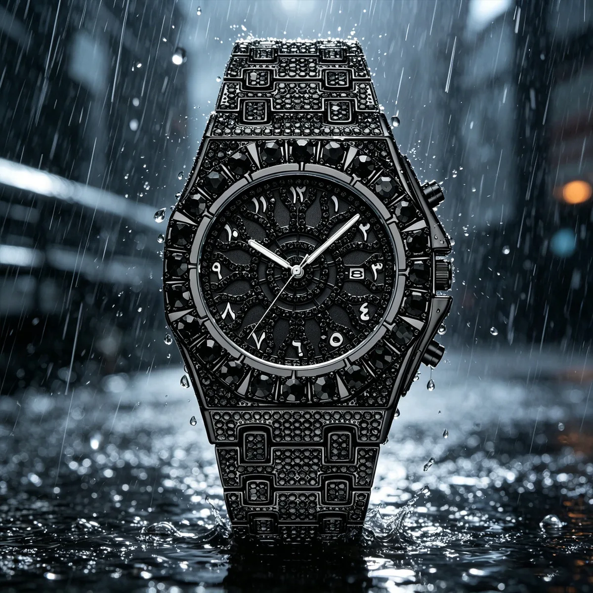 UNIGUET Cool Black Diamond Watch for Men Luxury Hip Hop Full Ice Out Bling Wristwatch with Date Reloj Hombre 2026 Hot Salec view 2