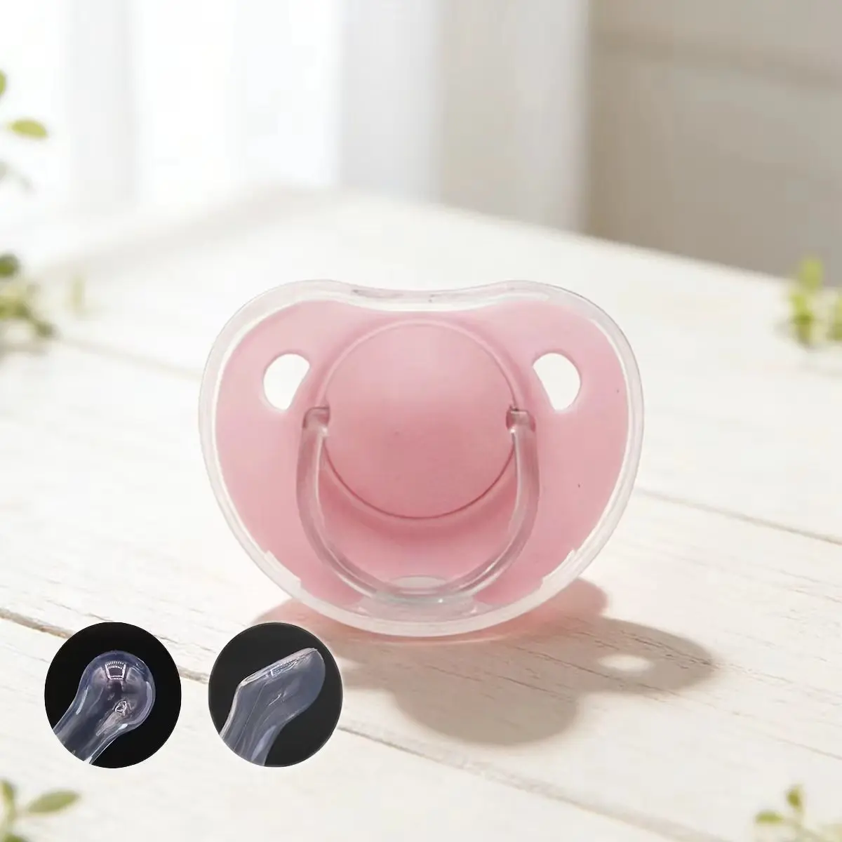 

2pcs/pack Baby Pacifier Soother with Cover for Daily and Night Use, Cherry Round Nipple for Daily Use,Thumb Nipple for Night Use