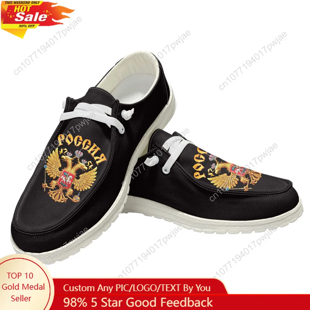 

Russia Coat Of Arms Badge Flat Shoes Mens Womens Casual Shoes Breathable Outdoor Lightweight Footwear Hiking Custom Shoes