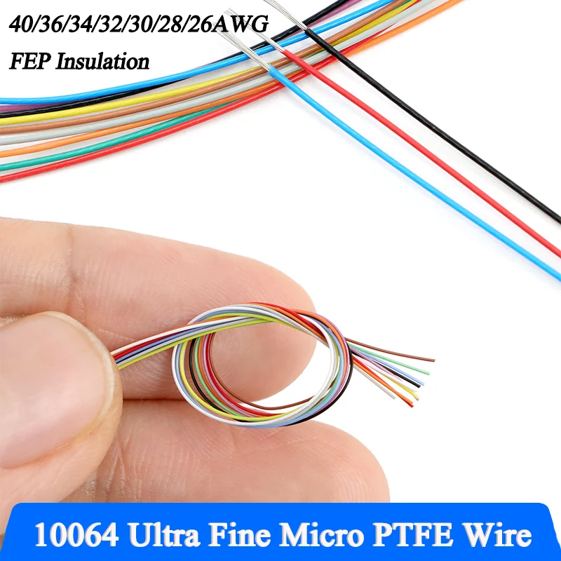

10~500m 10064 Electronic Wire Micro Wire DIY Soldering FEP Insulation Tinned Copper Ultra Fine Cable 40 36 34 32 30 28 26AWG
