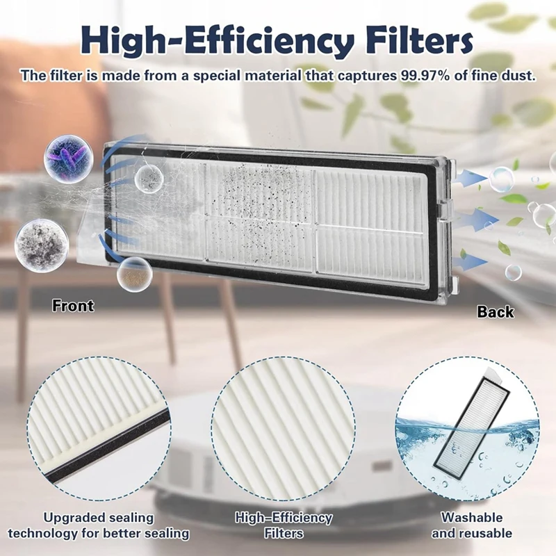 مكنسة Roborock-فرش جانبية رئيسية ، فلاتر HEPA ، ممسحة ، قماش ، أكياس غبار ، إكسسوارات ، مناسبة لـ S8 Maxv Ultra