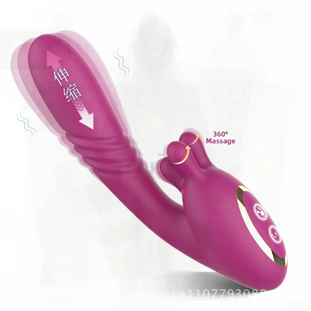 Telescopic Kneading Vibrator for Women Burgundy Purple Silicone ABS Masturbation Device Strong Vibration Adult Sex Toy