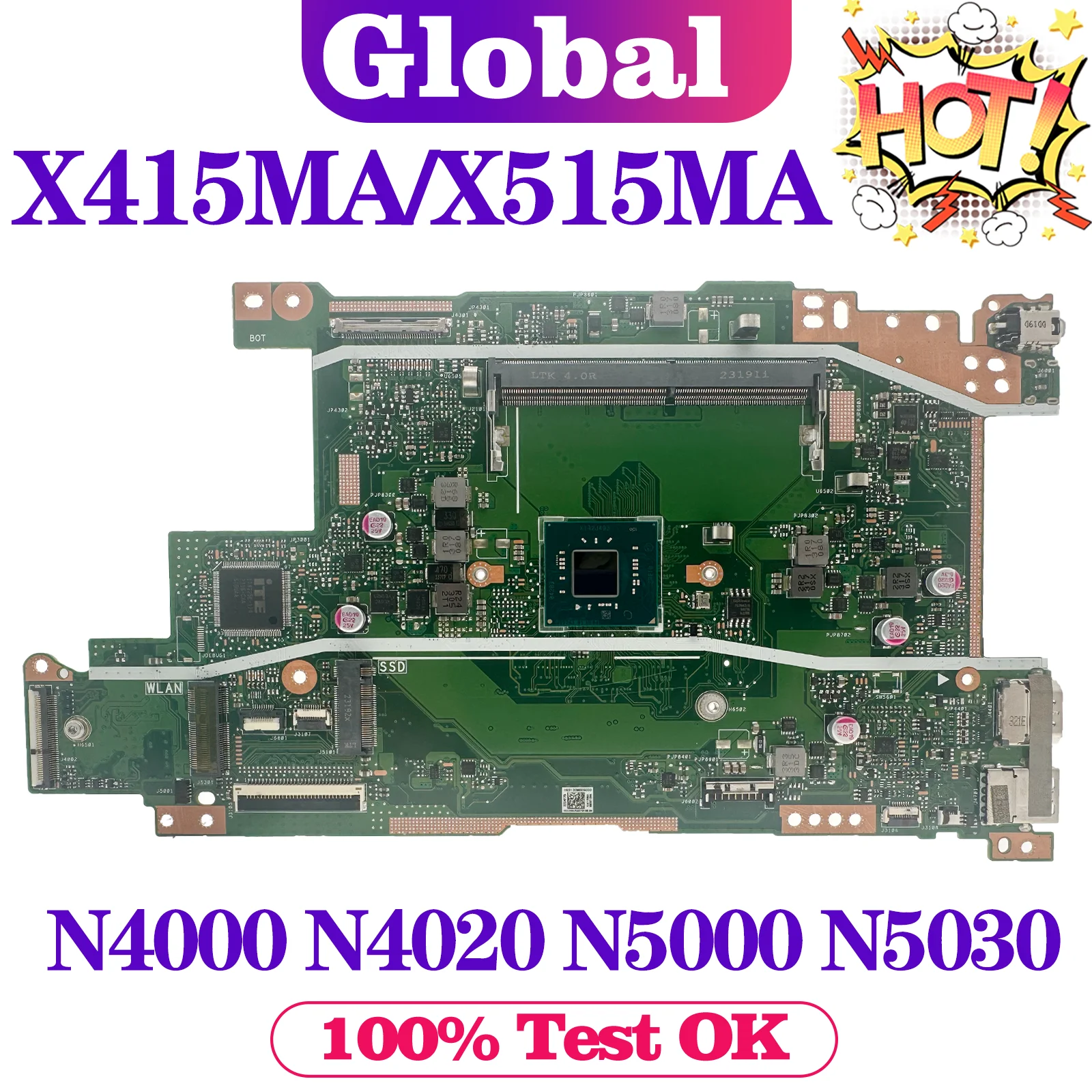 KEFU Mainboard For ASUS X415MA X515MA P1511CM P1511CMA F415MA F515MA Laptop Motherboard N4000 N4020 N5000 N5030