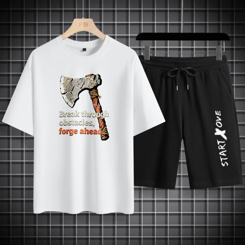 Men's T-shirts Sets men's set new men's sets Short Sleeve+ Shorts Breathable Polyester Summer men's clothing set Fashion