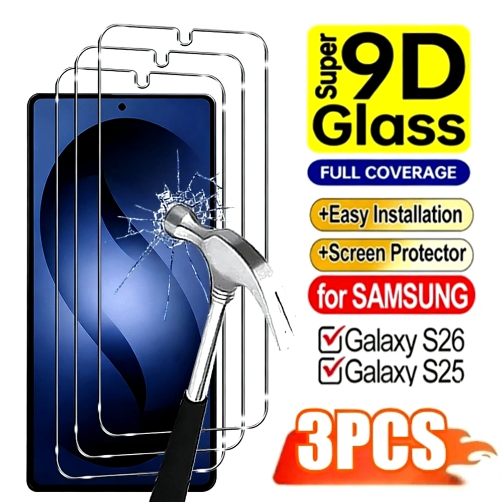 

3Pcs Ultra Clear Tempered Glass for Samsung Galaxy S26 S25 S24 Ultra S23 S22 S21 Plus S25 S26 Edge Anti-Shatter Screen Protector