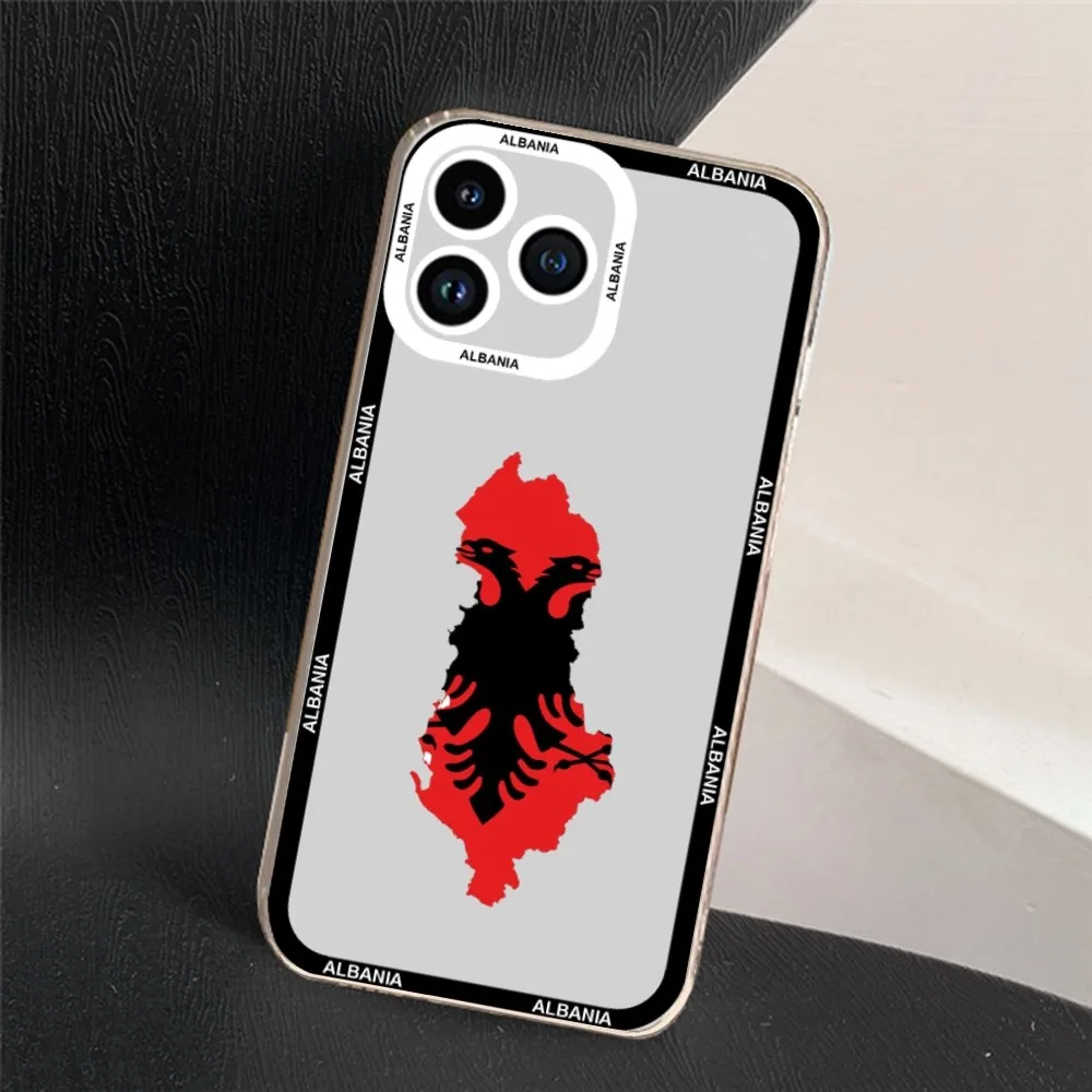 Funda de teléfono con bandera de Albania, carcasa transparente para iPhone 11 12 Mini 13 14 15 Pro Max