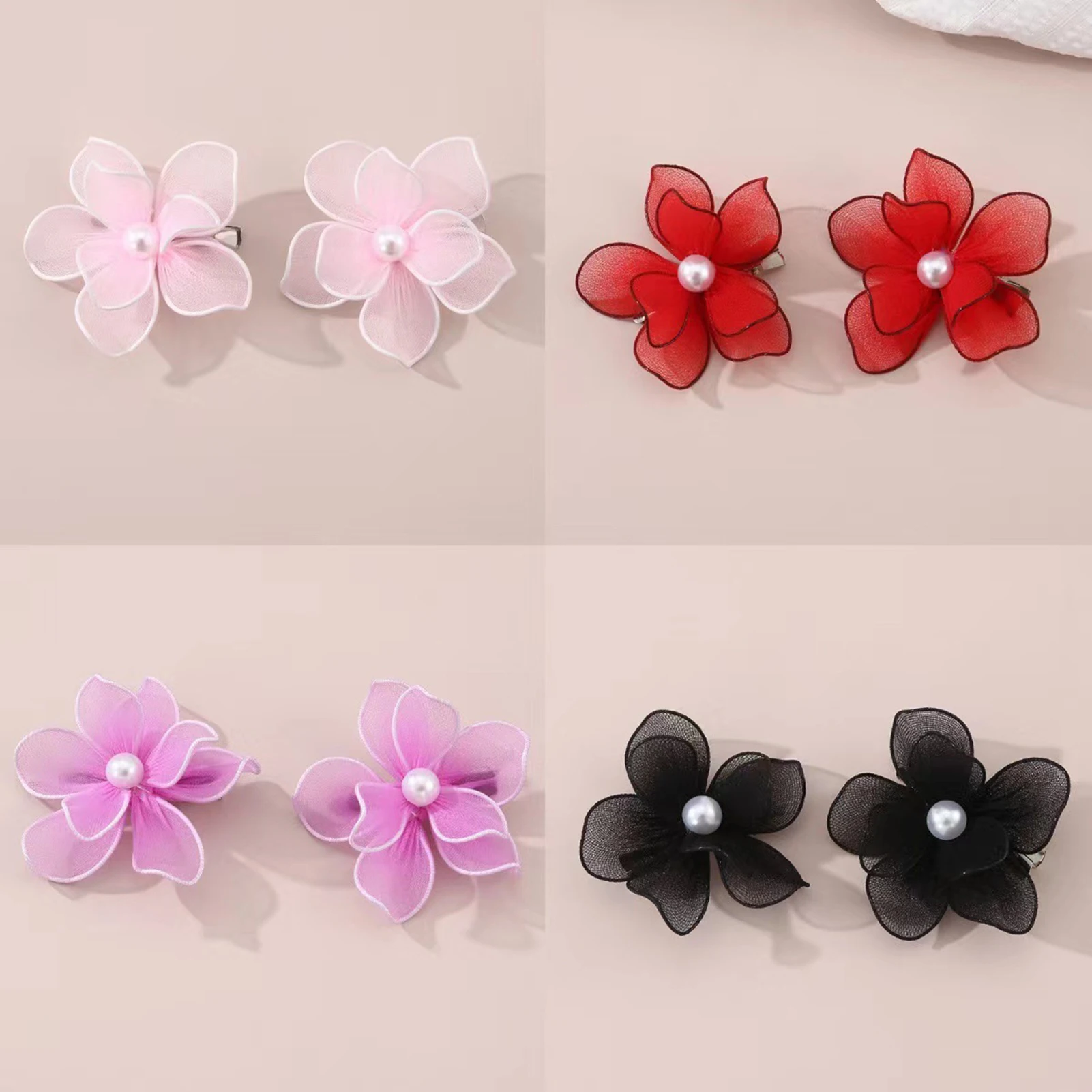 Handmade White Silk Flower Hairpins Elegant Wedding Hair Jewelry Bridal Headdress Floral Hair Clips Women Pearls Headpieces