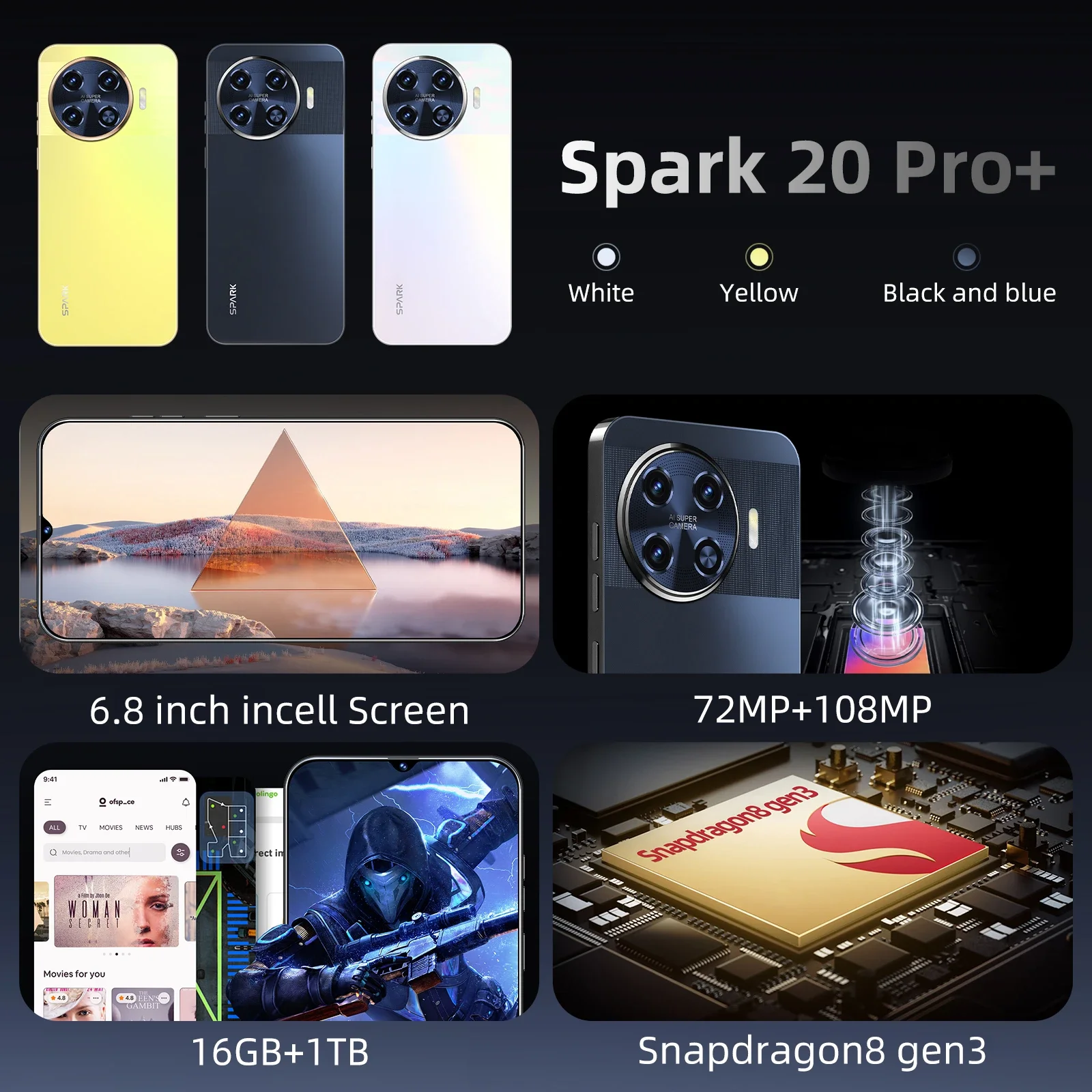 Original Spark 20 Pro Smartphone 5G Android 6.8