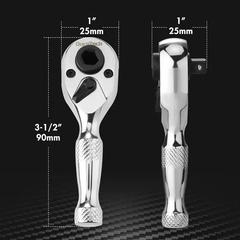 2-in-1 Mini Doppelkopf-Knarre mit 1/4 Zoll Antrieb und zwei Schraubendreher-Bits – Reparatur-Handwerkzeug – Detail 4