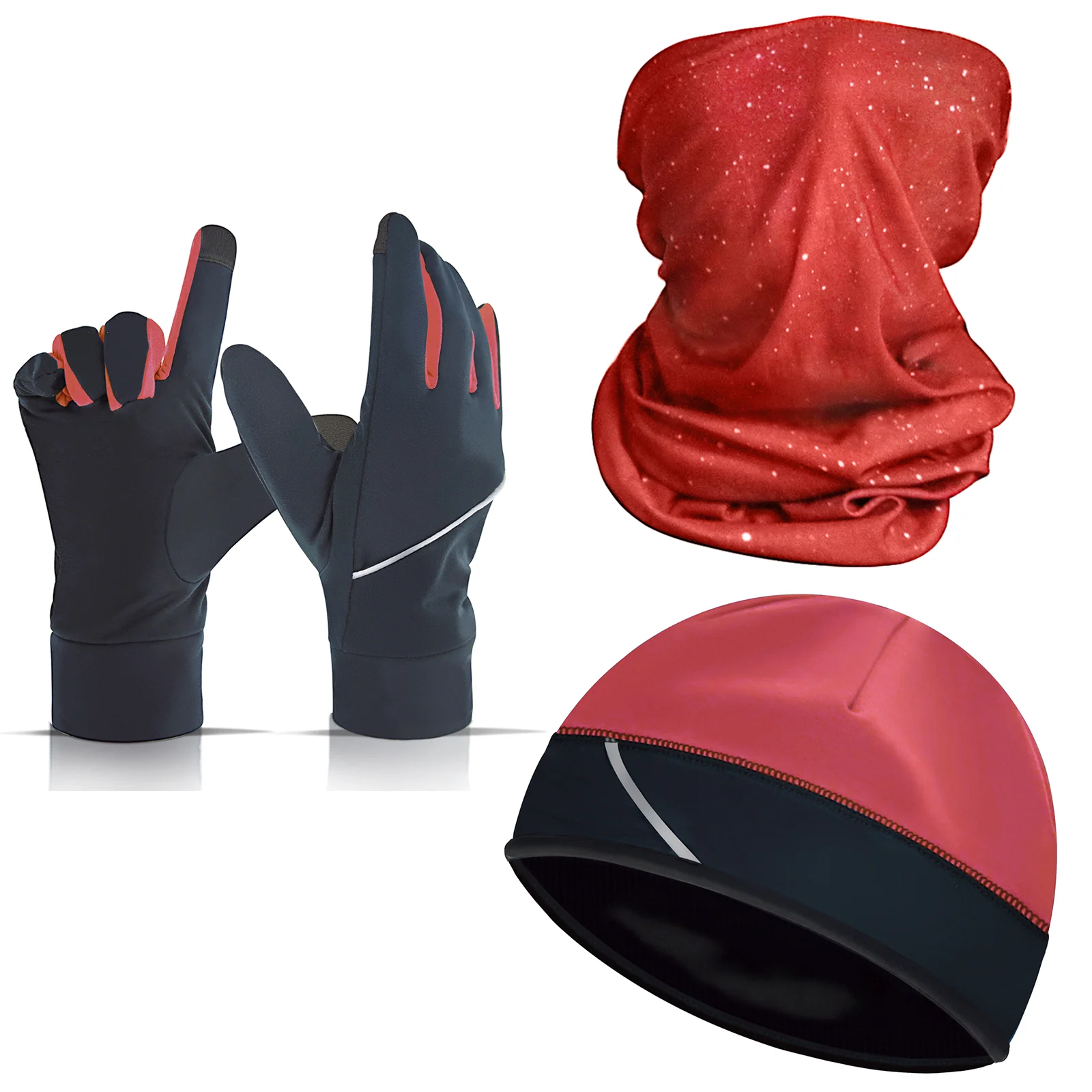 SIEPAKE 3-Pieces Cycling Hat, Ski Shiesty Mask and Touch Screen Gloves for Men, Perfect for Runing, Riding