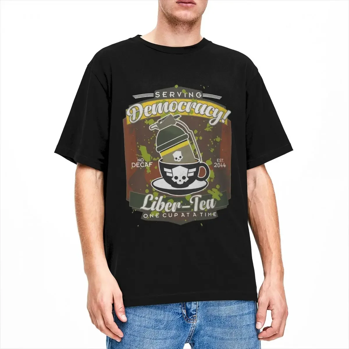 Men Women Liber Tea Helldivers 2 Game Shirt Accessories Cup Of Liber-Tea Cotton T-shirt Clothes Novelty Tees All Seasons image 2