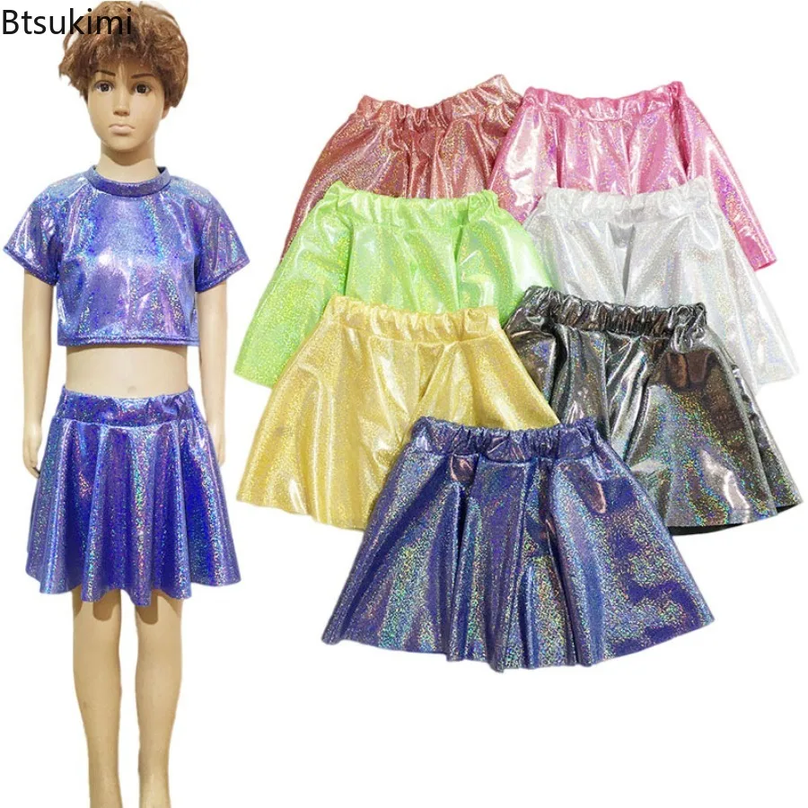 

New Fashion Shiny Sequin Dance Skirts Kids Adult Hiphop Jazz Dancing Costume Elastic Waistband Mini Skirt Stage Performance Wear