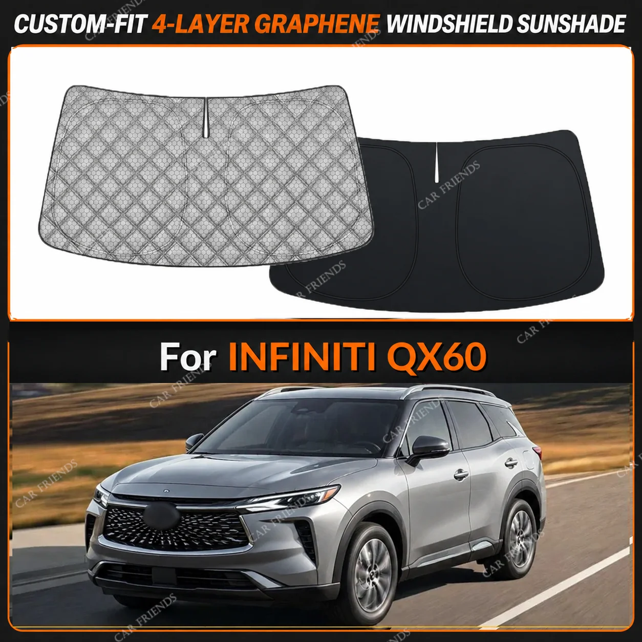 Windshield Sun Shade - 인피니티 QX60 맞춤형 4층 그래핀 윈드실드