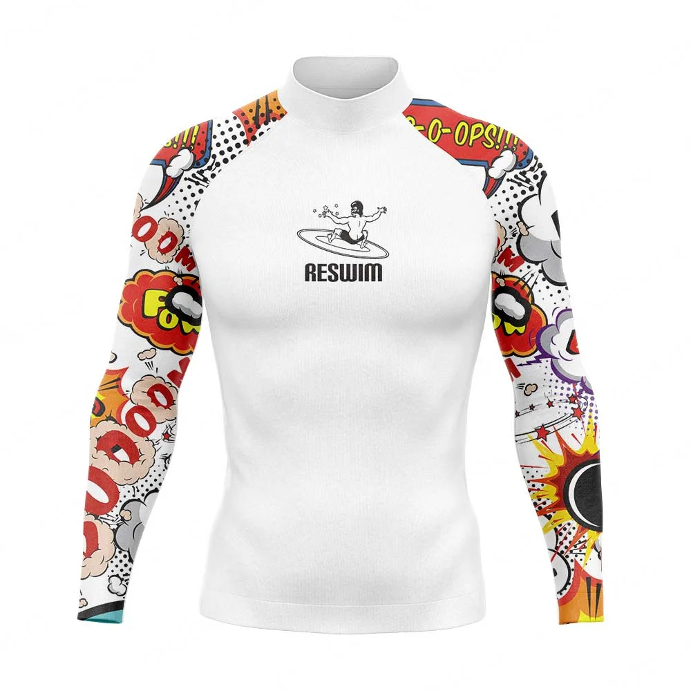 Funny Long Rash Guard Surf Swim T-shirt Summer Men\'s Diving Surfing Clothes Rashguard Swimwear Swimsuit Beach UV Protection Suit