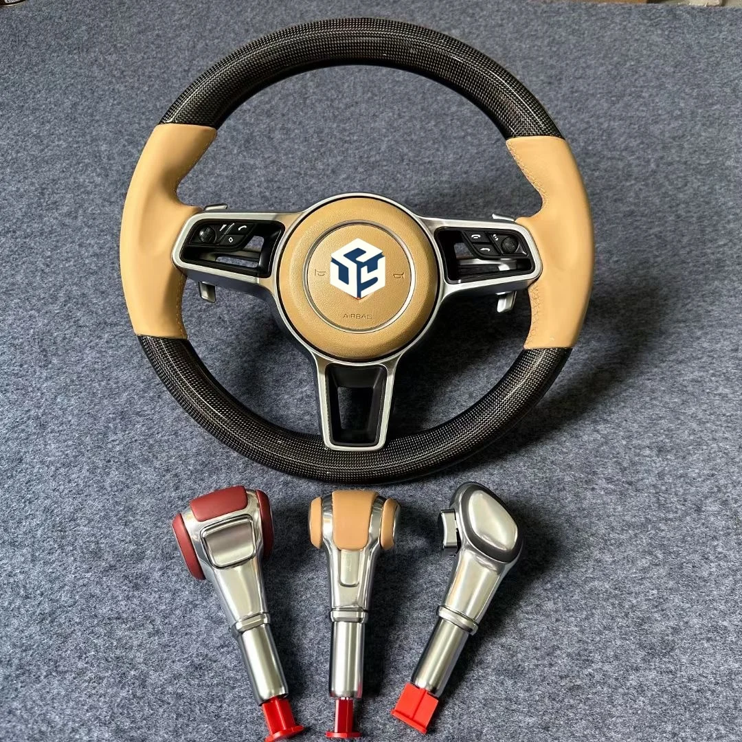 

Custom Carbon Fiber Steering Wheel Fit for Porsche Panamera Boxster Macan Cayenne 911.2 Taycan Cayman Racing Wheel Convertible