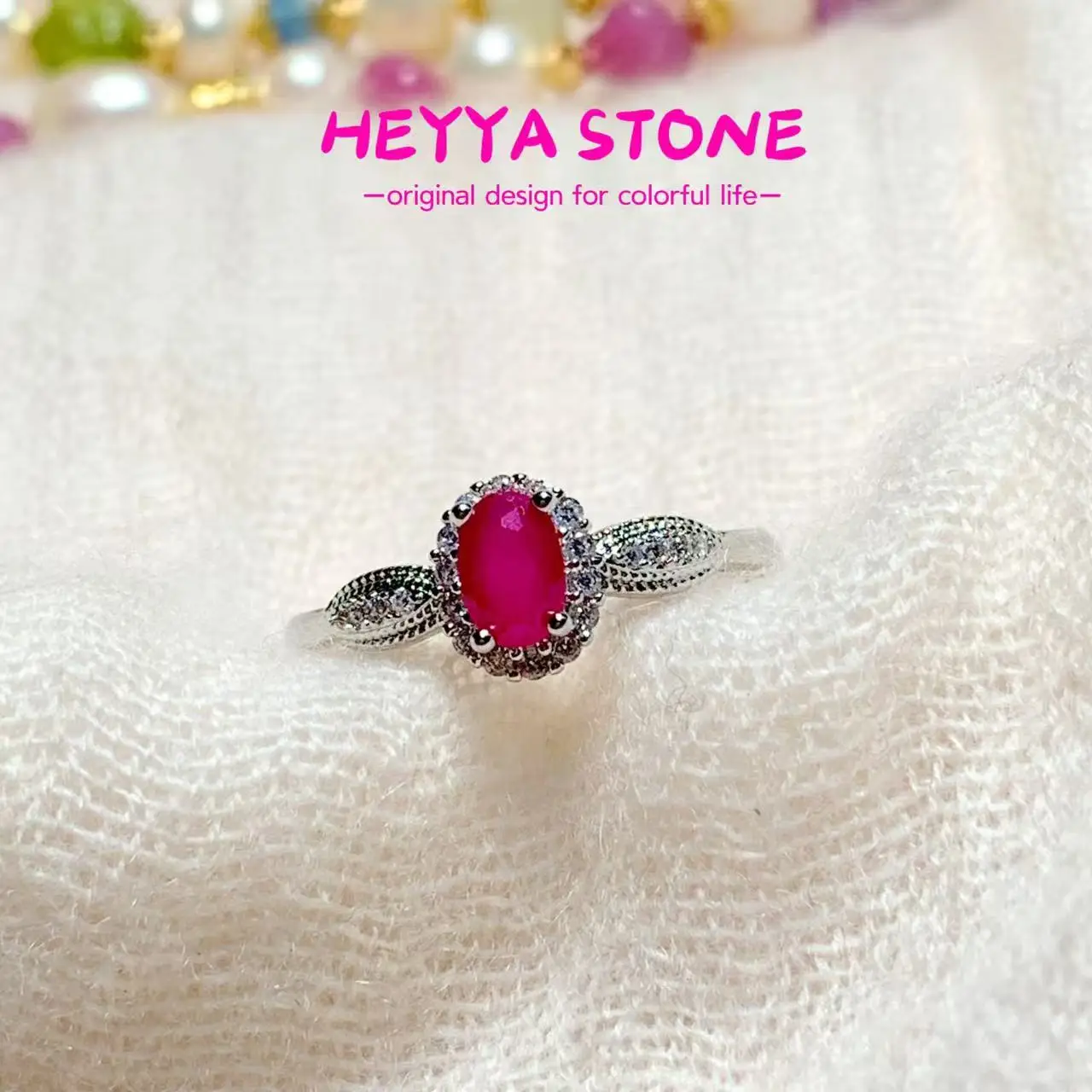 خاتم يا حجر عتيق من الياقوت الطبيعي للنساء من النحاس البيضاوي مجوهرات بسيطة راقية من الأحجار الكريمة على الطراز الكلاسيكي #1