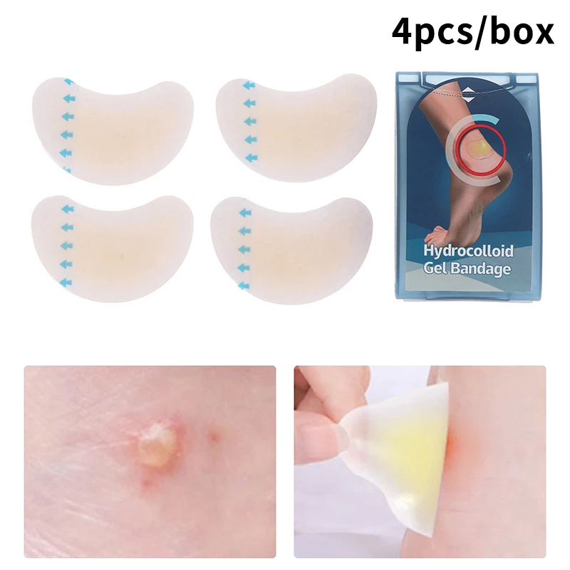 Adhesive Heel Patch 4pcs/Box​ Hydrocolloid Gel Plaster for Blisters & Anti-Wearing Pedicure Foot Care Tool, Protective & Comfort