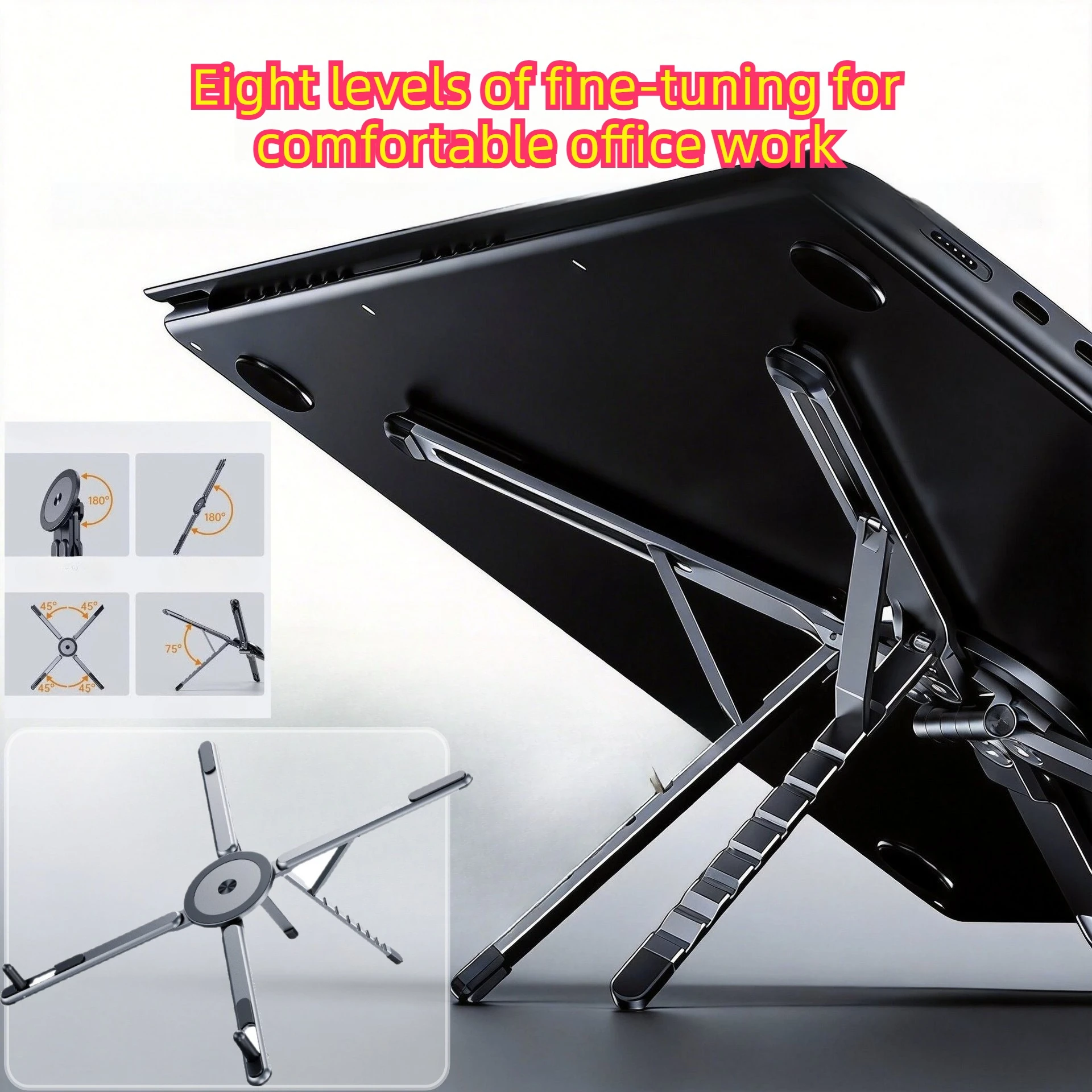 Support pour téléphone portable et ordinateur portable, support portable pliable pour ordinateur portable, taille de poche, rotation à 360 degrés, pour téléphone portable, tablette, ordinateur portable