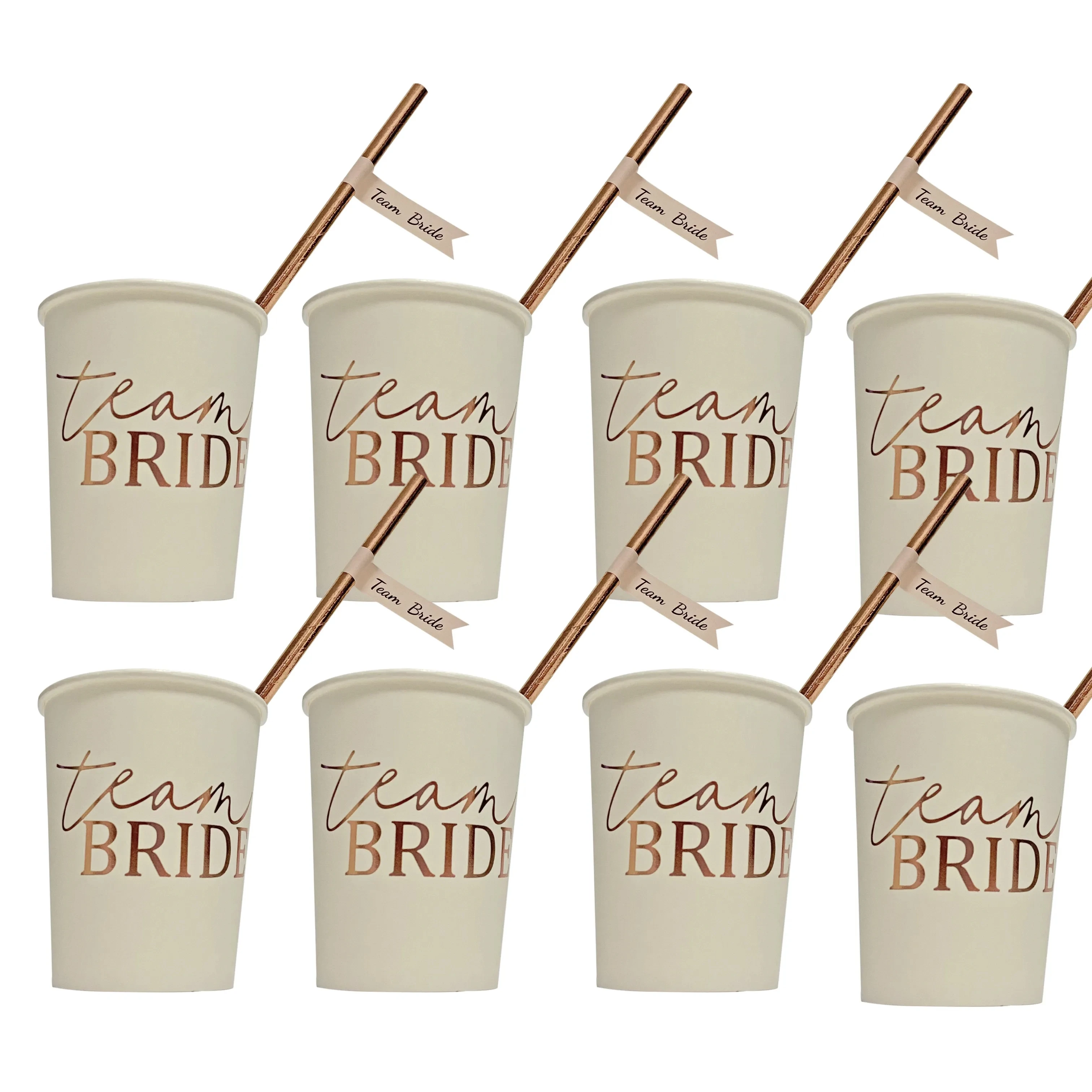 Rose Gold Team Bride Cup addio al nubilato Team Bride cannucce Hen Night forniture per la decorazione della festa nuziale