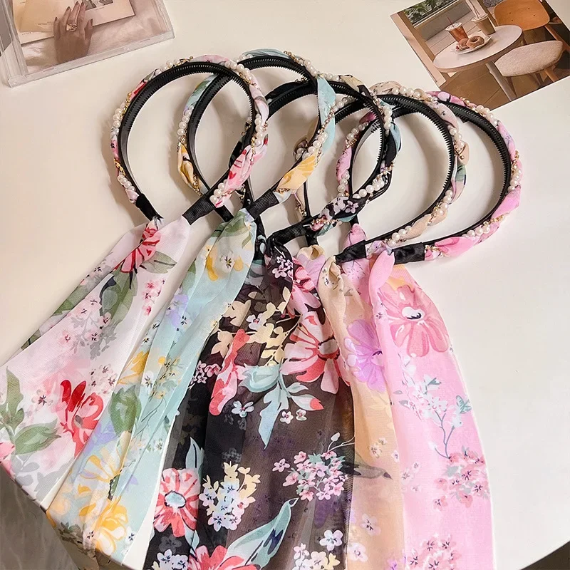 المرأة مضفر الشعر الشريط التعادل الشعر عقال قابل للتعديل القوس اللؤلؤ مضفر هيرباند الرجعية وشاح حريري عقال للنساء الفتيات