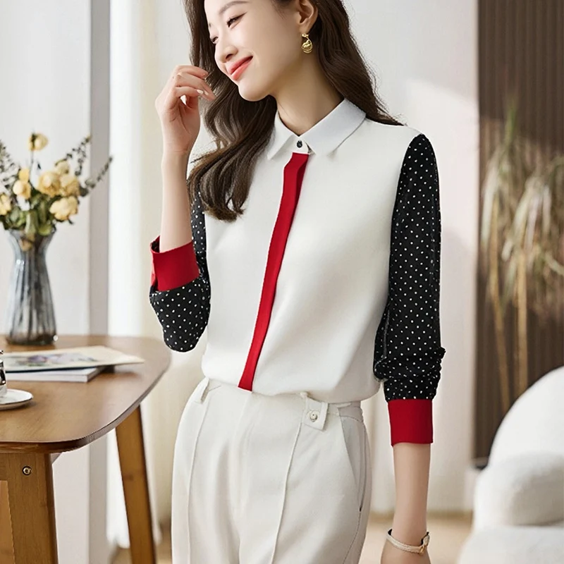 Neue elegante Damenblusen Damenhemden Blusas Mujer Langarmhemden kausale Tops