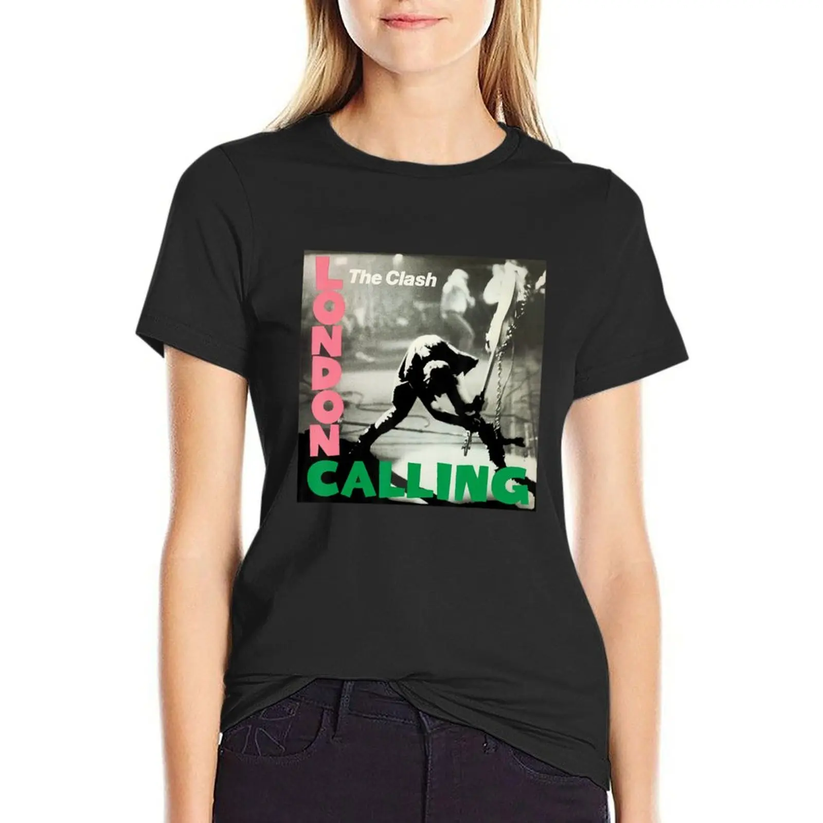 The Clásh London Calling Album Cover T-Shirt animal prinfor blacks animal print Women's tee shirt