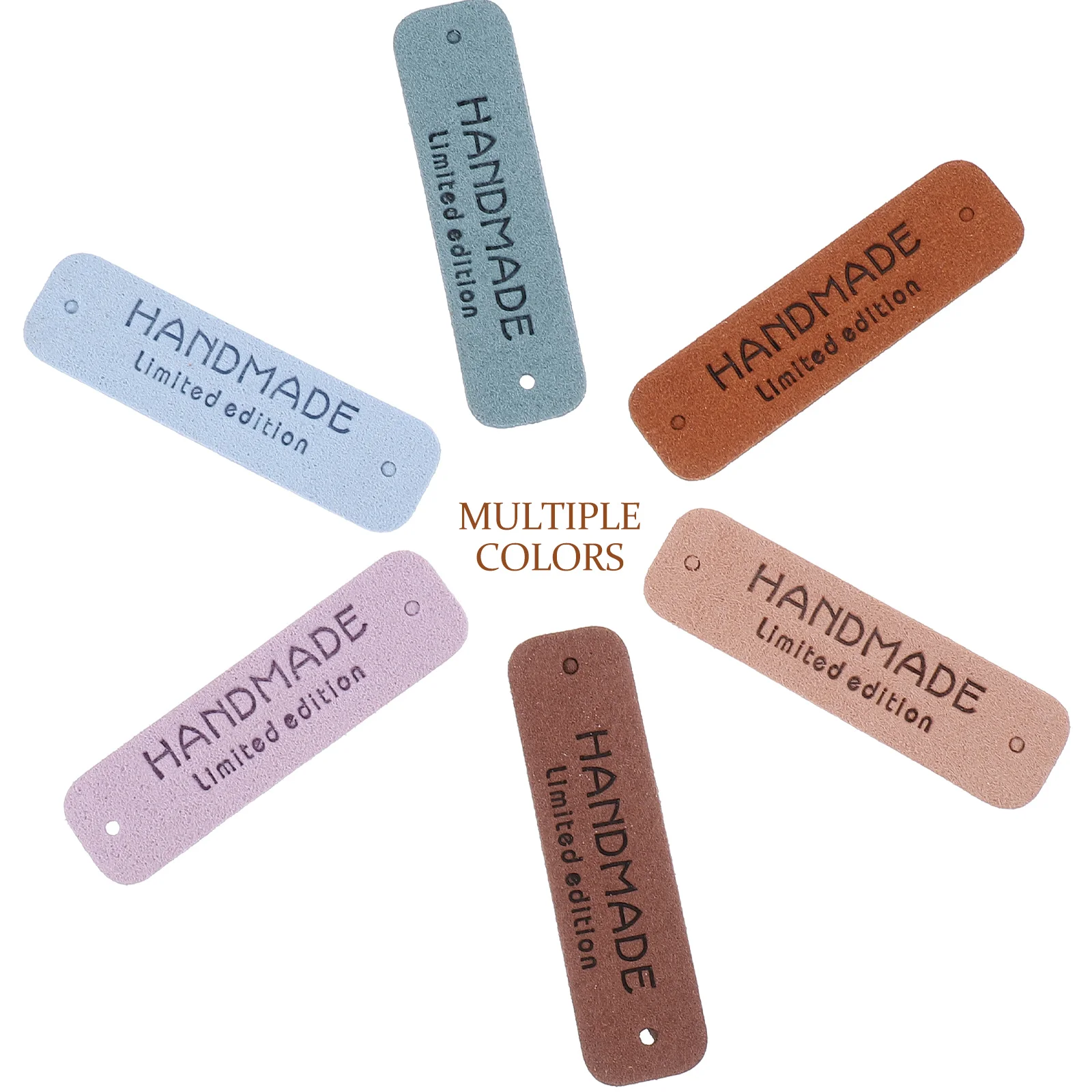 

60pcs Letter Embossed PU Labels for H made Crafts Crochet Items Sewing Projects Clothes Accessories Colored Tags