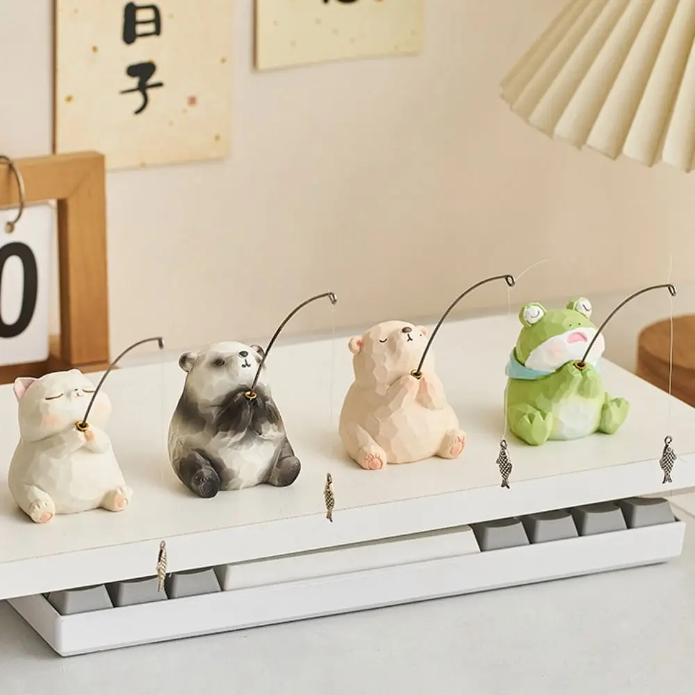 

Resin Animal Fishing Ornaments Handmad Statue Screen Animal Model Micro Landscape Crafts Computer Monitor Decorations