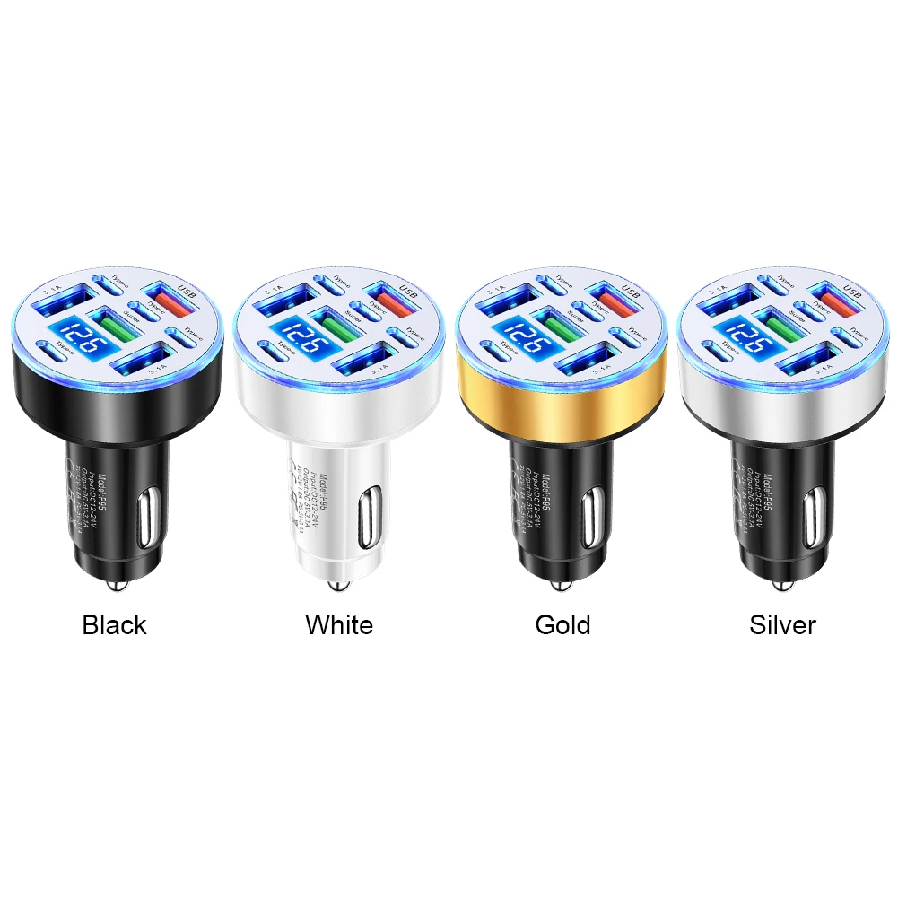 40w 8 portas carregador de carro adaptador de carregador de telefone de carro leve usb tipo-c carregador de carro carregador de carregamento rápido para a maioria dos modelos de carro