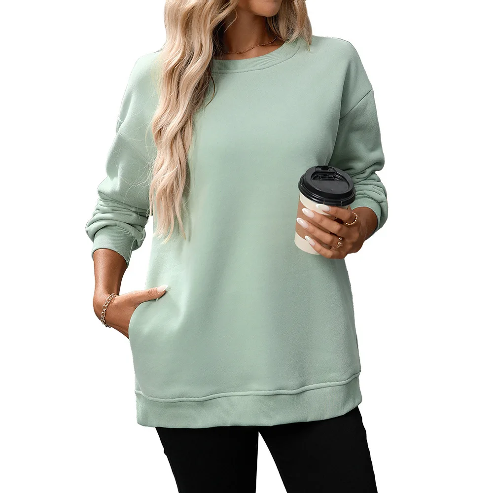 Women's Sweater 2025 Autumn Winter New Y2K Fashion Sweatshirt Crew Neck Long Sleeve Fleece Lined Pullover Active Top