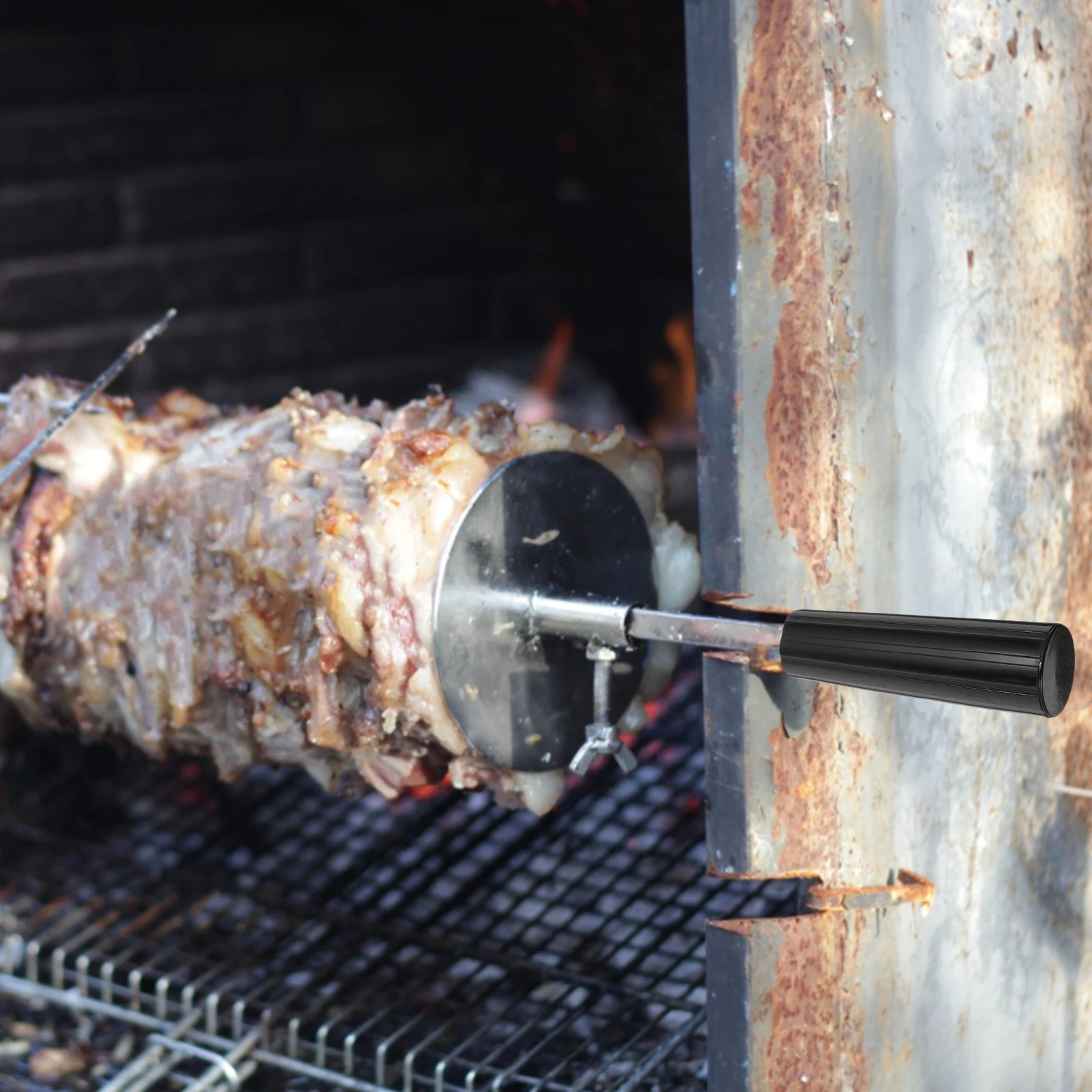 

1pcs Rotating BBQ Fork Handle Heat Resistant Embedded Nut Grill Rotisserie Accessories Thick Grip Durable Parts