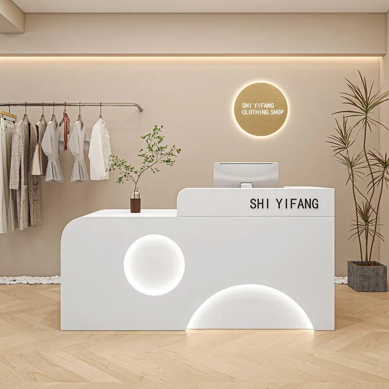French Cream Style Cashier Desk Nordic High-end Beauty Salon Reception Desk Designer Office Furniture Balcao Recepção FYRD