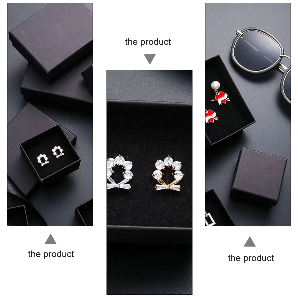 

96 Pcs Jewelry Organizer Small Cardboard Boxes Packaging Paper Black for Selling